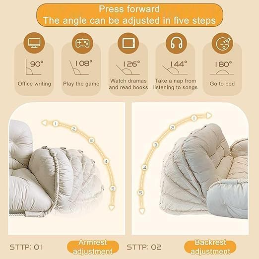 Adjustable Floor Gaming Chair, Padded Lazy Sofa Chair with Back Support