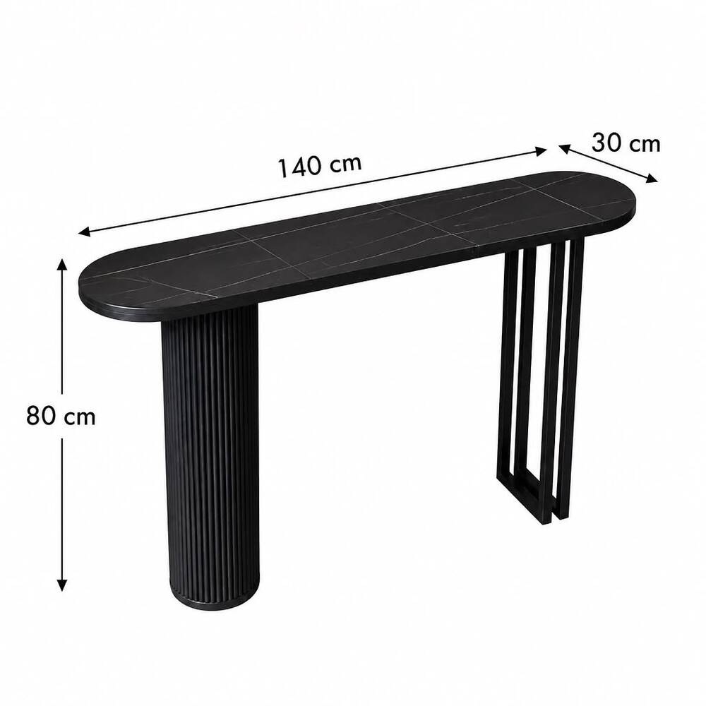 Obsidian Marble Console Table 140Cm