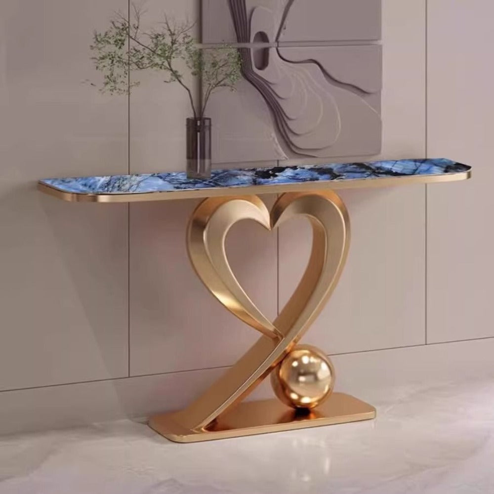 luxury console table ; heart-shaped furniture ; gold console table ; marble top table ; modern hallway table ; elegant entryway décor ; designer console ; contemporary accent table ; statement furniture ; artistic home décor
طاولة كونسول فاخرة ; أثاث على شكل قلب ; طاولة كونسول ذهبية ; طاولة بسطح رخامي ; طاولة مدخل عصرية ; ديكور أنيق للمدخل ; كونسول بتصميم مميز ; طاولة مميزة معاصرة ; أثاث مميز
ديكور منزلي فني