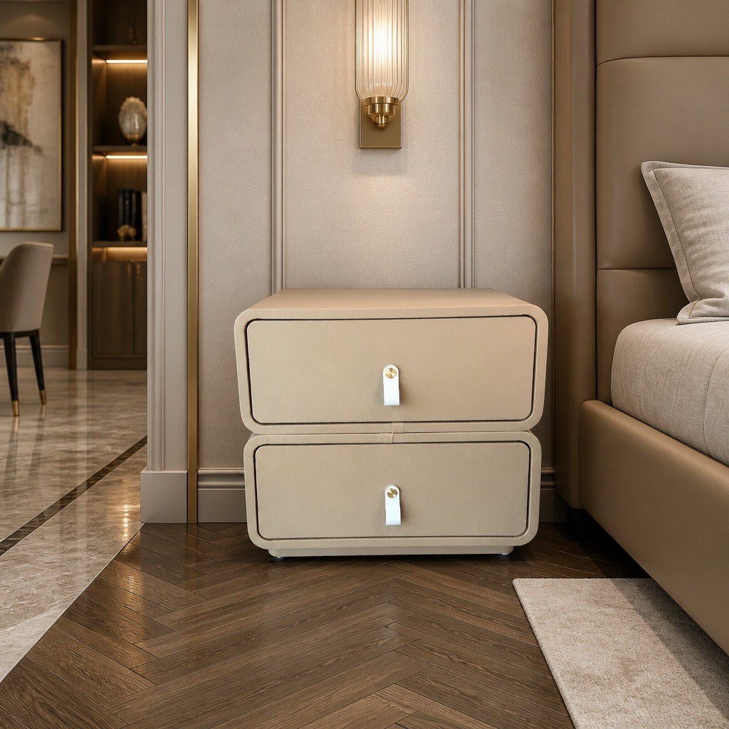 Bedside Leather New Design 50x40x50 Dark Beige