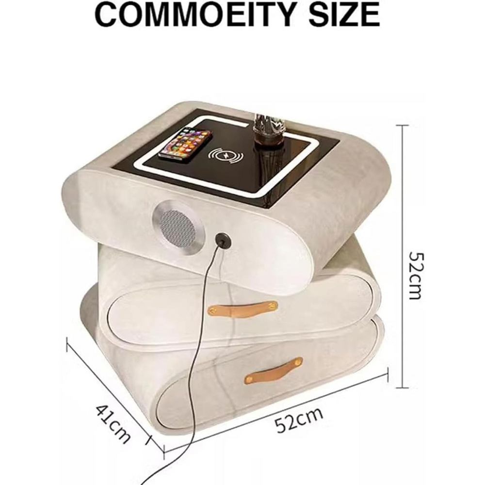 Smart nightstand ; Modern bedside table ; Wireless charging nightstand ; Bedside table with speaker ; Nightstand with Bluetooth speaker ; LED nightstand ; USB charging nightstand ; Nightstand with drawers ; Contemporary end table ; Compact bedroom furniture ; Charging station nightstand
طاولة سرير جانبية أنيقة ; طاولة سرير جانبية عصرية ; طاولة سرير جانبية مزودة بشحن لاسلكي ; طاولة سرير جانبية مزودة بمكبر صوت ; طاولة سرير جانبية مزودة بمكبر صوت بلوتوث ; طاولة سرير جانبية مزودة بإضاءة LED ; طاولة سرير جانبية