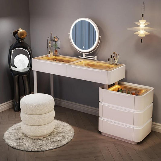 Add luxury to your home with a mirrored dressing table with mirror. Elegant design. Delivered across UAE