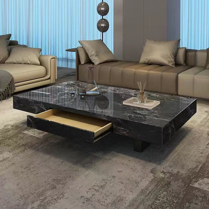 Modern Coffee Table with Hidden Drawer – Luxury Rectangular Design, Low-Profile Living Room Table, Contemporary Furniture .