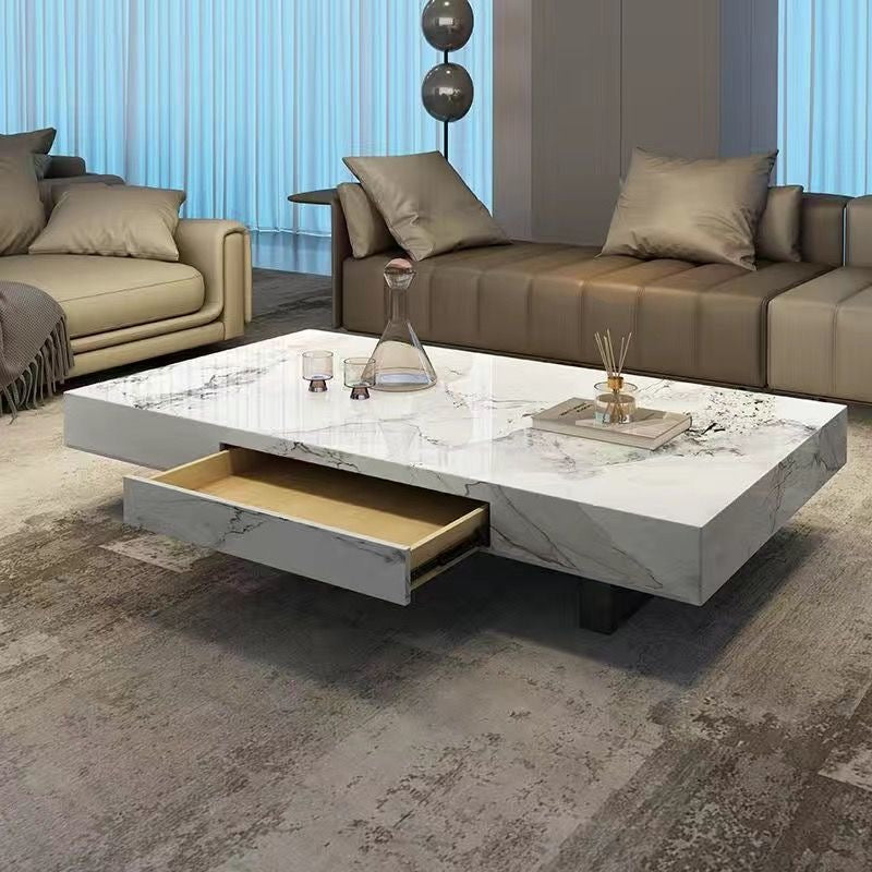 Modern Coffee Table with Hidden Drawer – Luxury Rectangular Design, Low-Profile Living Room Table, Contemporary Furniture .