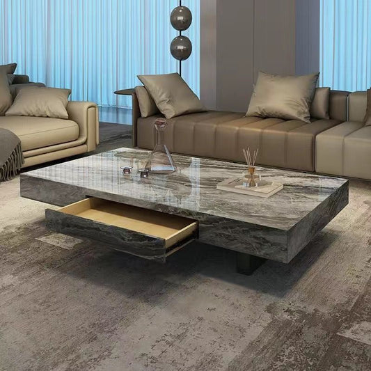Modern Coffee Table with Hidden Drawer – Luxury Rectangular Design, Low-Profile Living Room Table, Contemporary Furniture .
