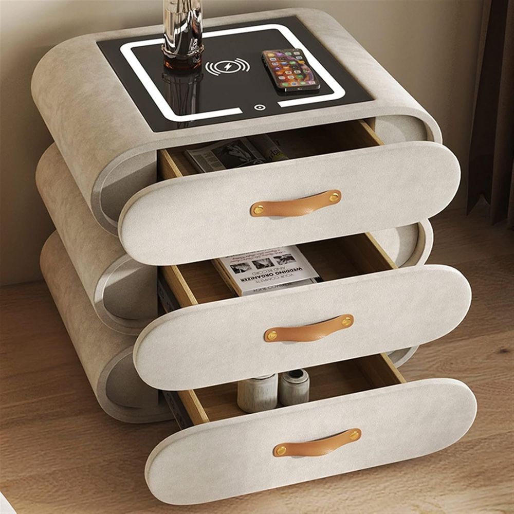 Smart nightstand ; Modern bedside table ; Wireless charging nightstand ; Bedside table with speaker ; Nightstand with Bluetooth speaker ; LED nightstand ; USB charging nightstand ; Nightstand with drawers ; Contemporary end table ; Compact bedroom furniture ; Charging station nightstand
طاولة سرير جانبية أنيقة ; طاولة سرير جانبية عصرية ; طاولة سرير جانبية مزودة بشحن لاسلكي ; طاولة سرير جانبية مزودة بمكبر صوت ; طاولة سرير جانبية مزودة بمكبر صوت بلوتوث ; طاولة سرير جانبية مزودة بإضاءة LED ; طاولة سرير جانبية