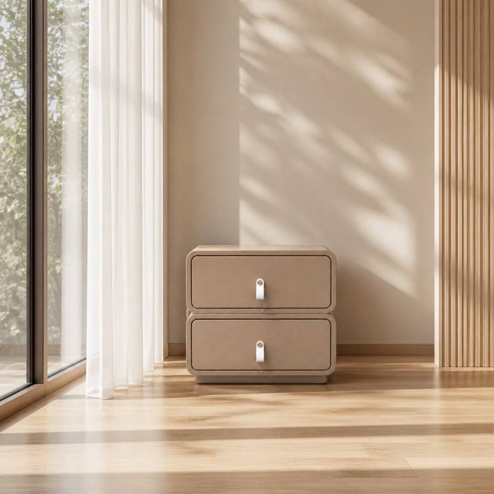 Bedside Leather New Design 50x40x50 Dark Beige