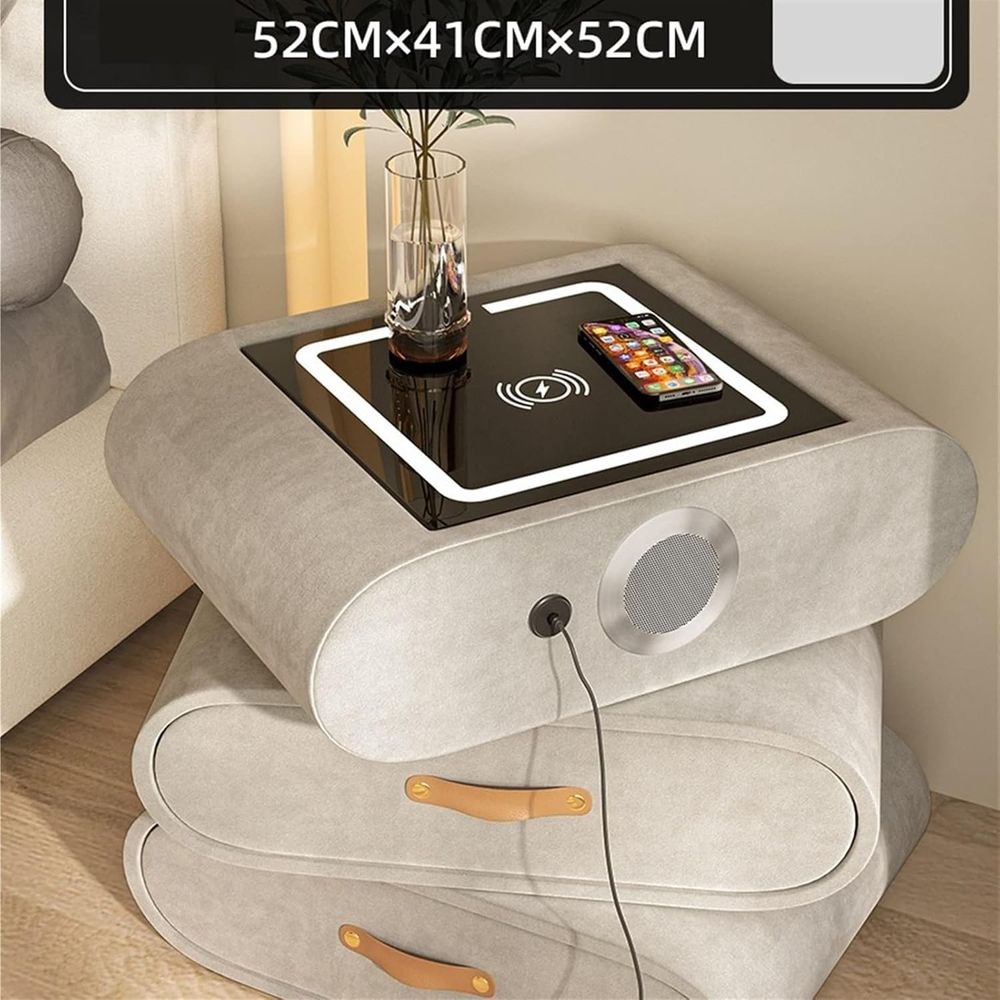 Smart nightstand ; Modern bedside table ; Wireless charging nightstand ; Bedside table with speaker ; Nightstand with Bluetooth speaker ; LED nightstand ; USB charging nightstand ; Nightstand with drawers ; Contemporary end table ; Compact bedroom furniture ; Charging station nightstand
طاولة سرير جانبية أنيقة ; طاولة سرير جانبية عصرية ; طاولة سرير جانبية مزودة بشحن لاسلكي ; طاولة سرير جانبية مزودة بمكبر صوت ; طاولة سرير جانبية مزودة بمكبر صوت بلوتوث ; طاولة سرير جانبية مزودة بإضاءة LED ; طاولة سرير جانبية