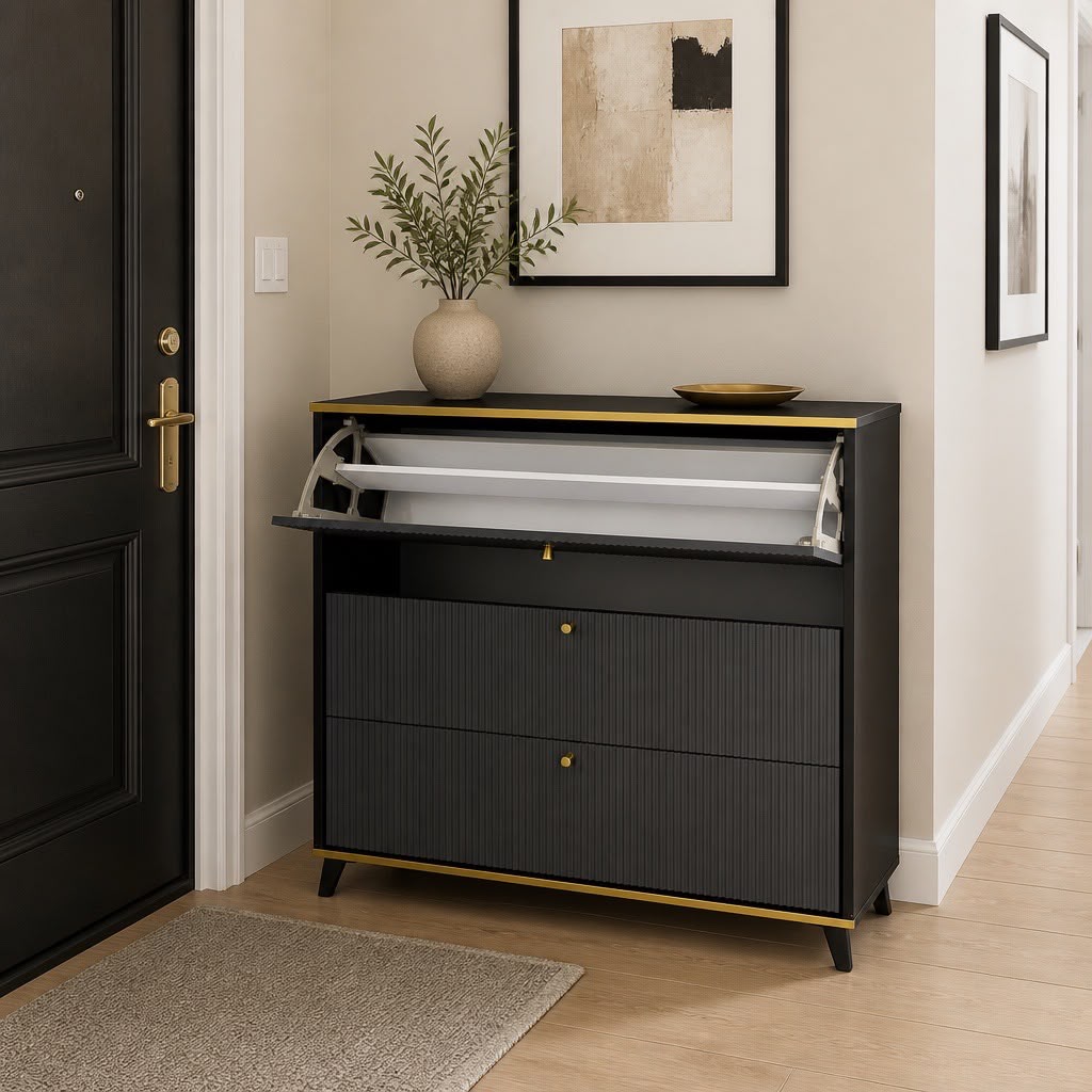 Monarch Slim Shoe Cabinet – 3 Drawer Storage Console