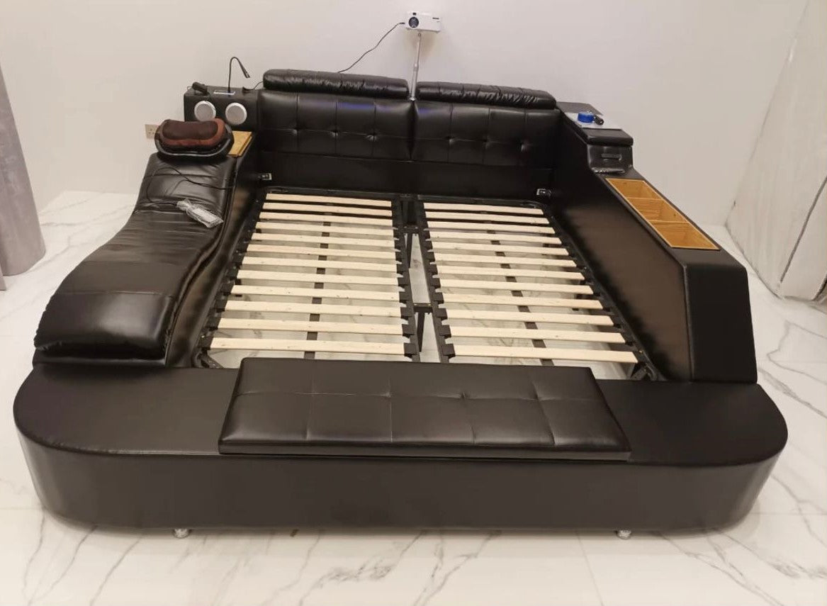 Smart bed ; Multifunctional bed ; Modern furniture ; Projector bed ; Bed with storage ; Built-in sound system bed ; Bed With Projector ; Tech-savvy furniture ; Home automation bed ; Luxury bed with gadgets ; Bed with USB ports ; Integrated lighting bed ; Comfortable ergonomic bed .