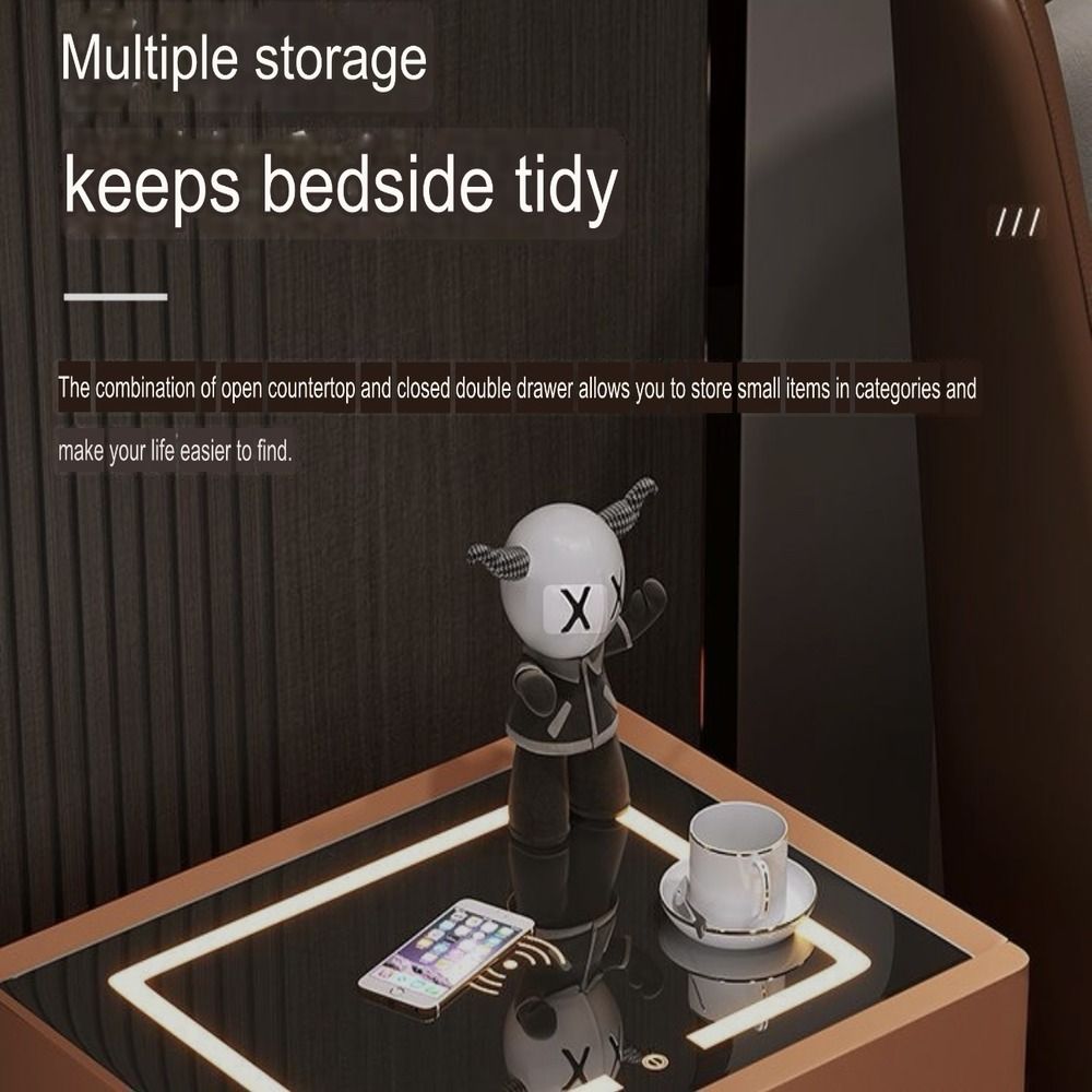 Bedside - Smart bedside - bedroom - modern bedside - Bedside With Safe Box - Led Bedside - Bedside With LED - Multifunctional Smart Table - LED Light Table - Advanced Technology Bedside Table - Modern Interior Decoration Table - Modern Technology Furniture - Smart Living Room Table - Smart Office Table