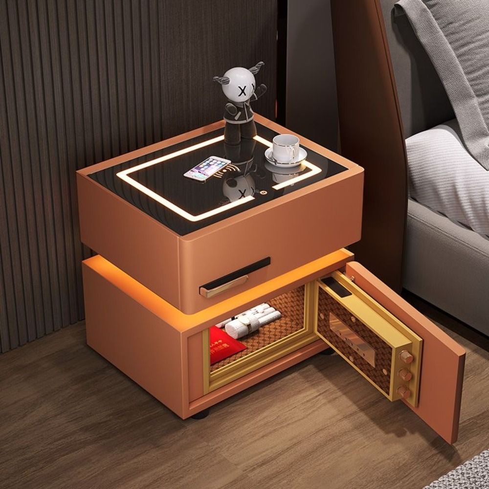Bedside - Smart bedside - bedroom - modern bedside - Bedside With Safe Box - Led Bedside - Bedside With LED - Multifunctional Smart Table - LED Light Table - Advanced Technology Bedside Table - Modern Interior Decoration Table - Modern Technology Furniture - Smart Living Room Table - Smart Office Table