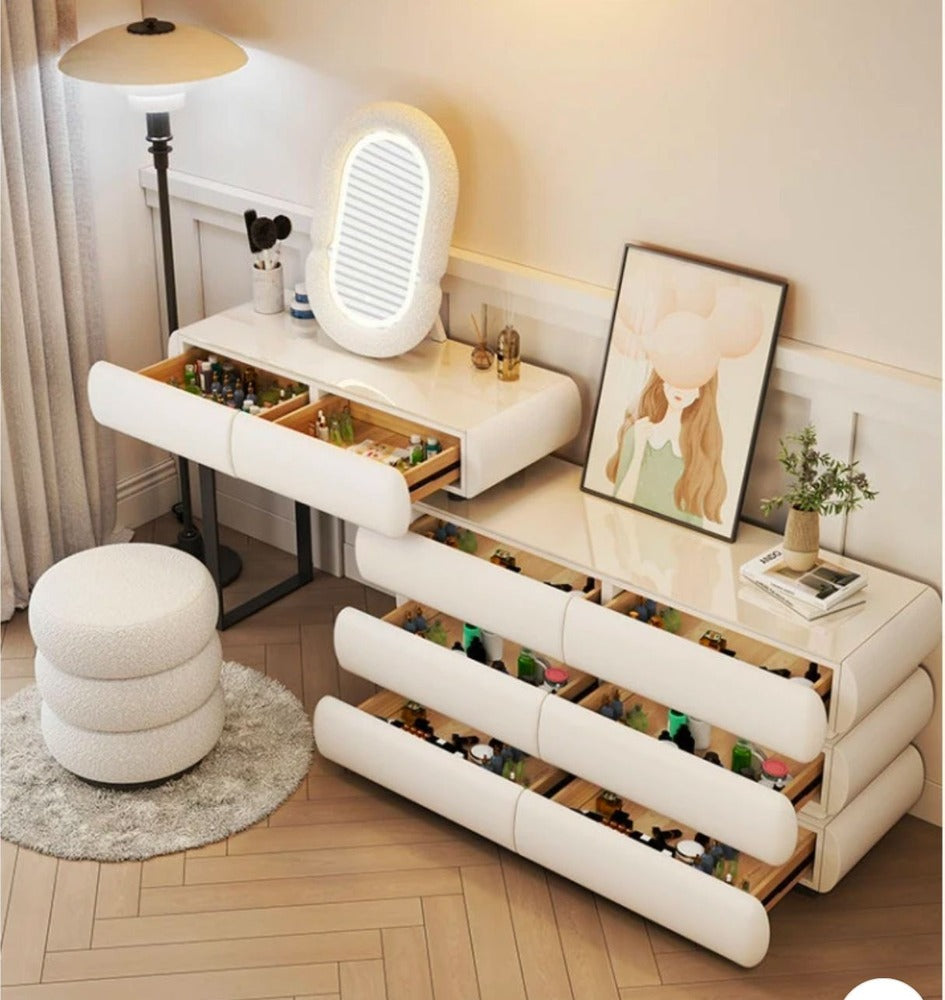 Dressers ; Dressing Table ; bedroom dresser ;makeup table ; makeup dressing table ; led mirror ; make up ; modern dresser ; wooden dresser ; Modern vanity table ; Luxury dressing table ; Contemporary vanity set ; LED lighted mirror ; Vanity with storage ; Stylish dressing