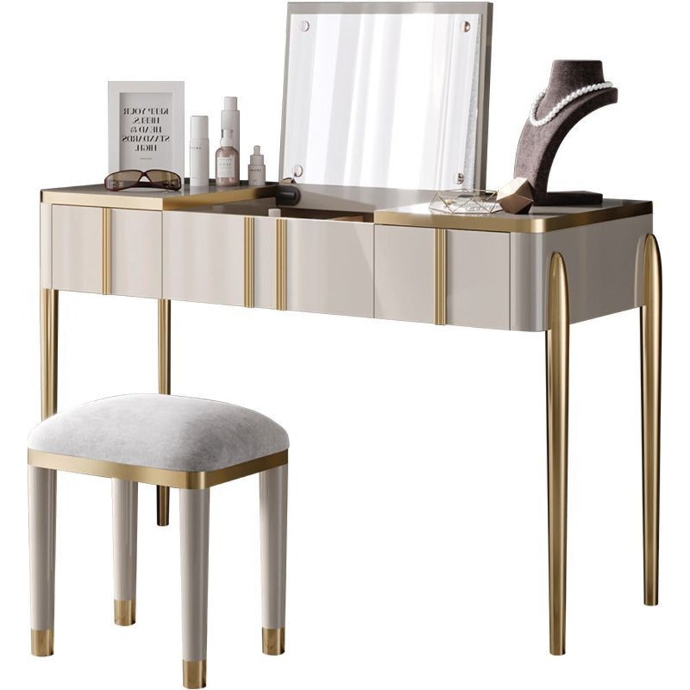 Modern vanity table with mirror ; Luxury dressing table with storage ; Stylish vanity with stool ; Jewelry and cosmetic organizer table ; Elegant bedroom furniture ; Dressing table for makeup ; Minimalist vanity table design ; Contemporary beauty table ; Compact vanity table with drawers ; Beige furniture for bedrooms