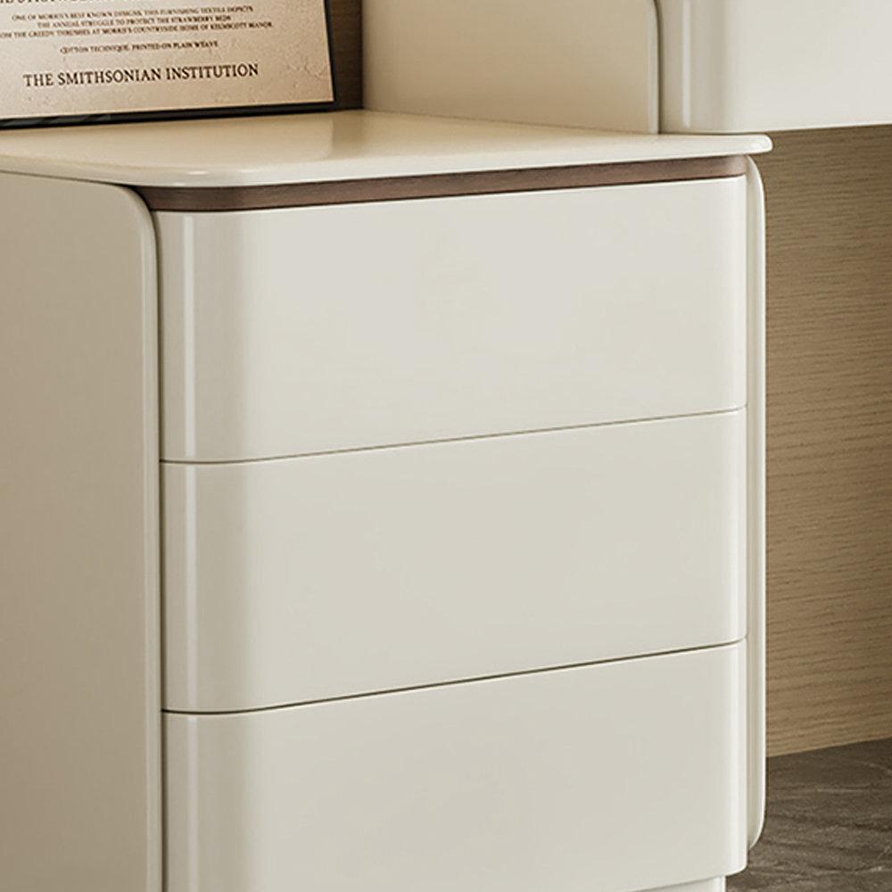 Solid Wood Dressing Table - Vanity With LED Mirror and Chair - White