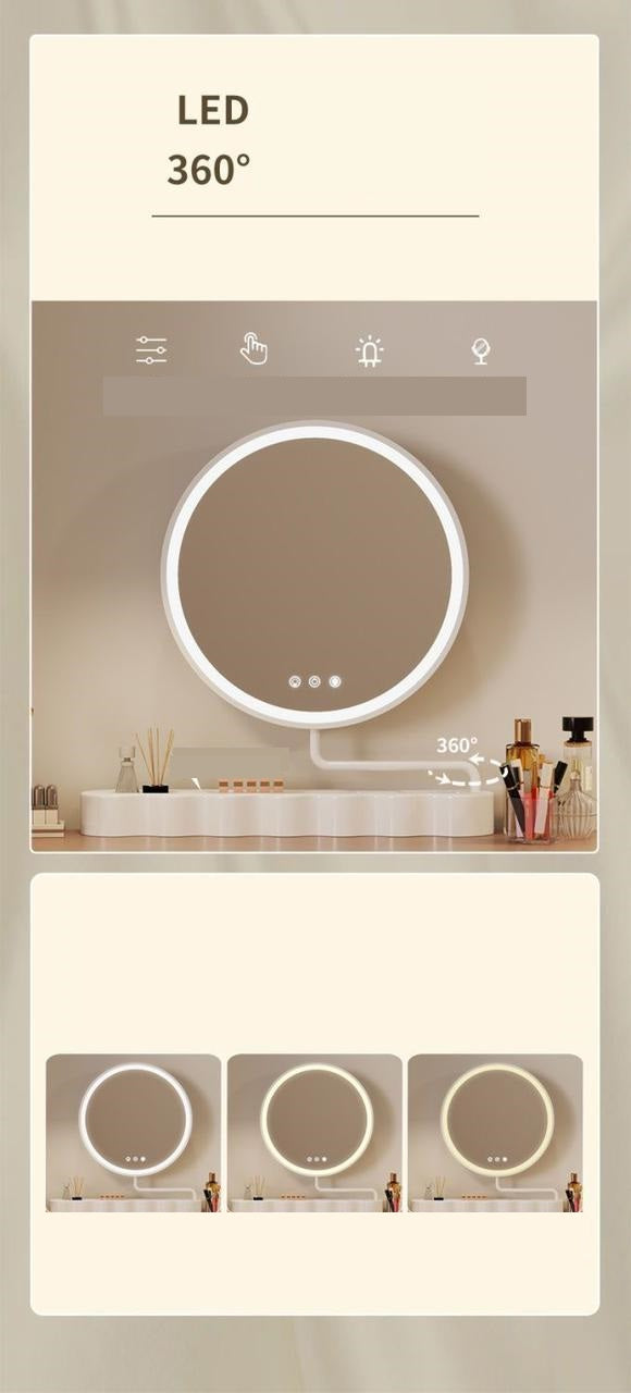 Full White Vanity With 360 LED Mirror Adjustable 120 To 160cm