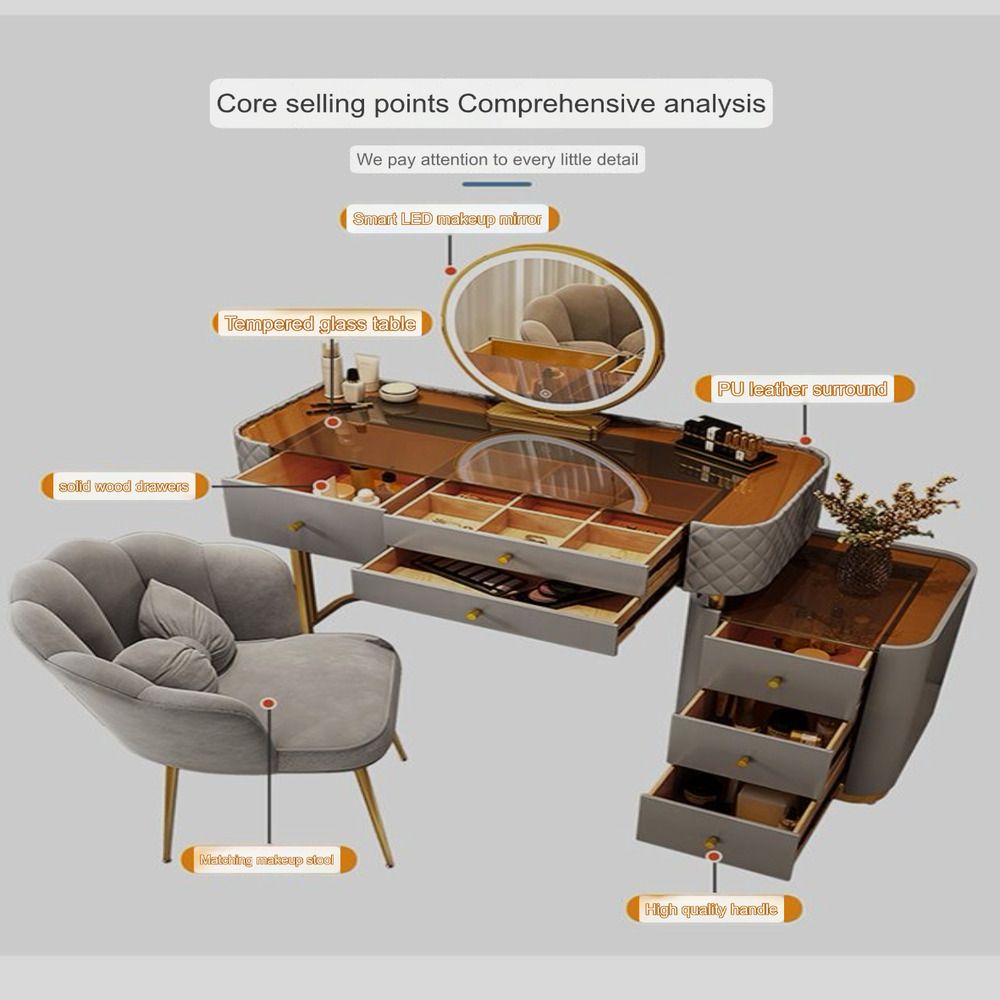 Dressers ; Dressing Table ; bedroom dresser ;makeup table ; makeup dressing table ; led mirror ; smart dressing table ; smart dresser ; make up ; modern dresser ; wooden dresser .