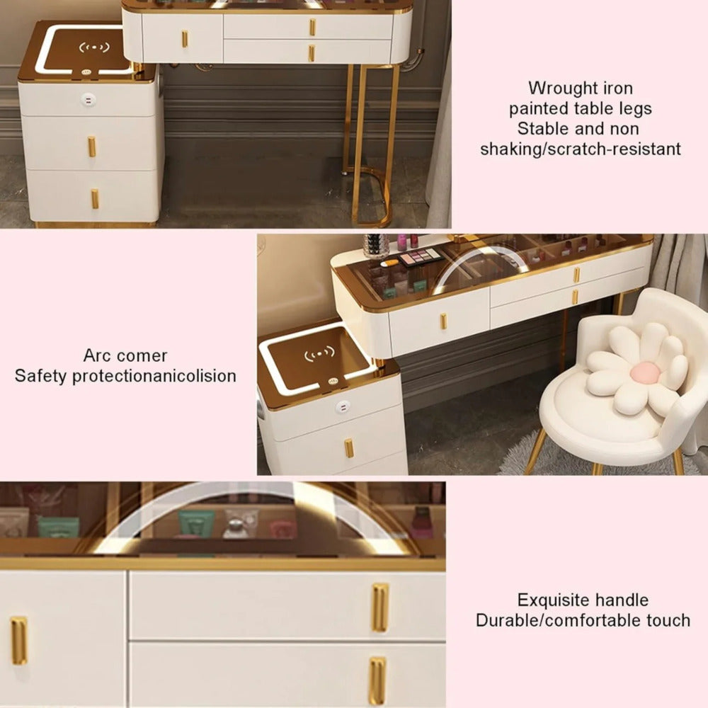 Dressers ; Dressing Table ; bedroom dresser ;makeup table ; makeup dressing table ; led mirror ; smart dressing table ; smart dresser ; make up ; modern dresser ; wooden dresser