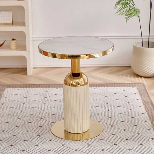 Round Side Table Corner Table for Living room Gold Stainless Steel Base