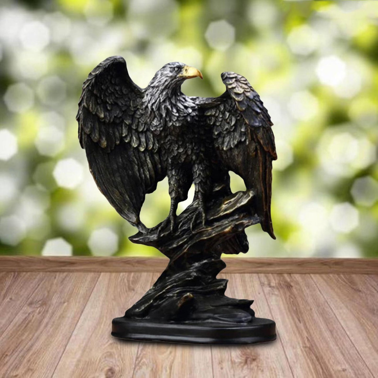 Eagle Sculpture Animal Ornament Figurine Statue Photo Props Bedroom Desktop - Black