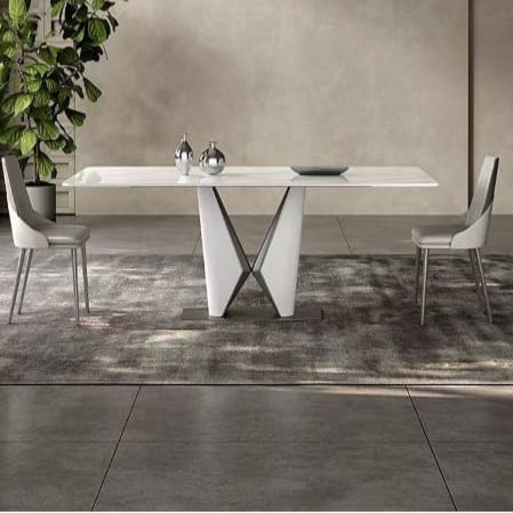 modern dining table set ; marble top dining table ; white marble dining table ; dining table with 6 chairs ;  V-leg table ;  luxury dining furniture ; contemporary dining set ;  marble dining table and chairs ;  sleek dining furniture ; minimalist dining table
طقم طاولة طعام عصري ; طاولة طعام بسطح رخامي ; طاولة طعام من الرخام الأبيض ; طاولة طعام مع 6 كراسي ; طاولة بأرجل على شكل حرف V ; أثاث طعام فاخر
طقم طعام عصري ; طاولة وكراسي طعام من الرخام
أثاث طعام أنيق ; طاولة طعام بسيطة