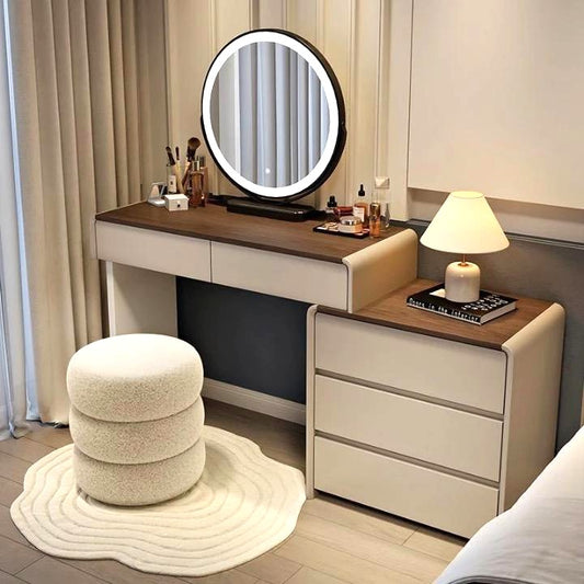 Modern Vanity Table with LED Mirror and Storage Drawers
