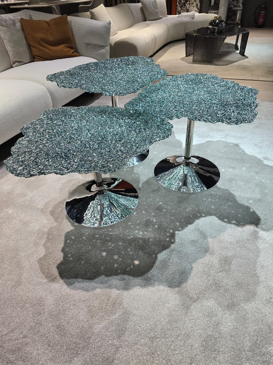 Ripple Acrylic Accent Tables - Set of 3