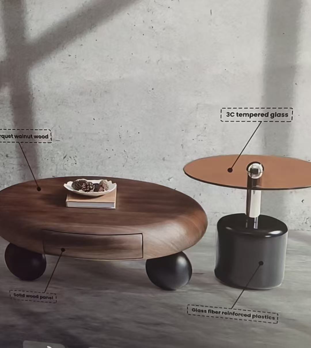 Low Height Wooden Tables Set