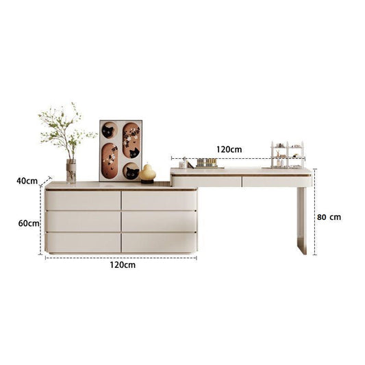 Dresser - Charming Beauty Vanity Dressing Table -Solid Wood 240Cm (White)