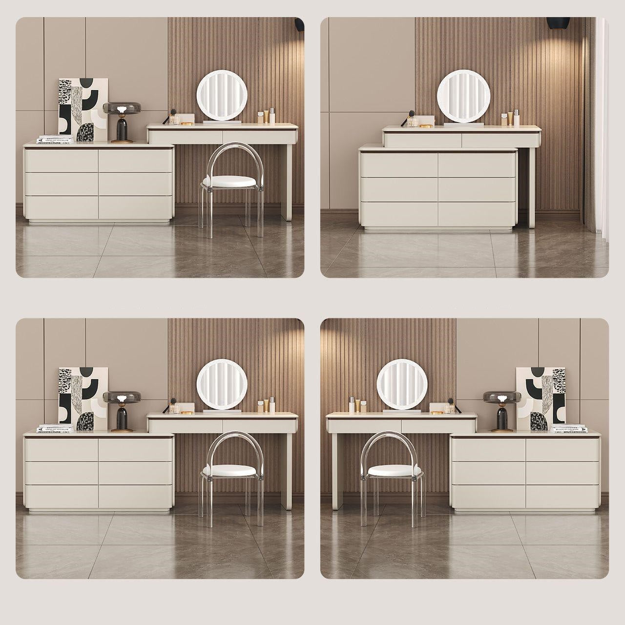 Dresser - Charming Beauty Vanity Dressing Table -Solid Wood 240Cm (White)