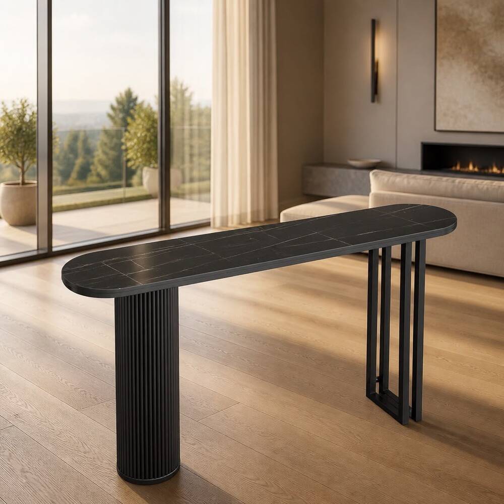 Obsidian Marble Console Table 140Cm