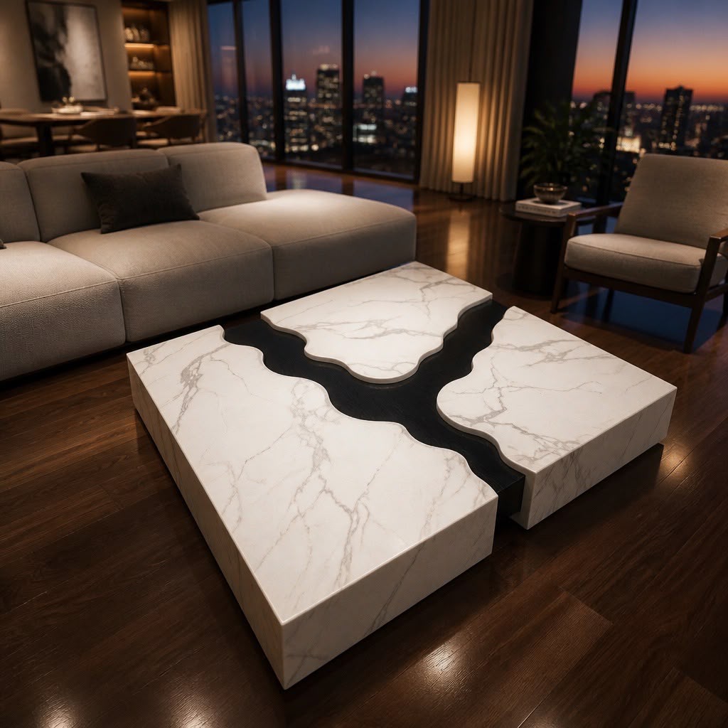 Imperial Vein Marble Coffee Table 120cm