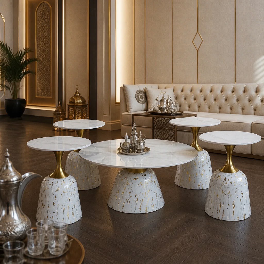 Aurora Marble Nesting Table Set – 5 Pieces