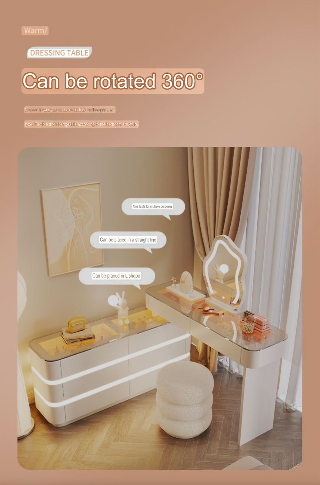 Dressers ; Dressing Table ; bedroom dresser ;makeup table ; makeup dressing table ; led mirror ; make up ; modern dresser ; wooden dresser ; Modern vanity table ; Luxury dressing table ; Contemporary vanity set ; LED lighted mirror ; Vanity with storage ; Stylish dressing