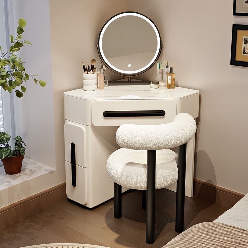 Luna Corner Vanity Table Set with LED Mirror