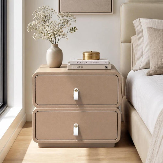 Bedside Leather New Design 50x40x50 Dark Beige