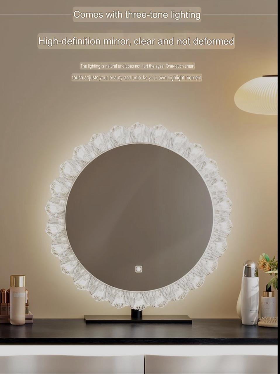 Trendy Vanity With LED lights Marble Top White 120cm