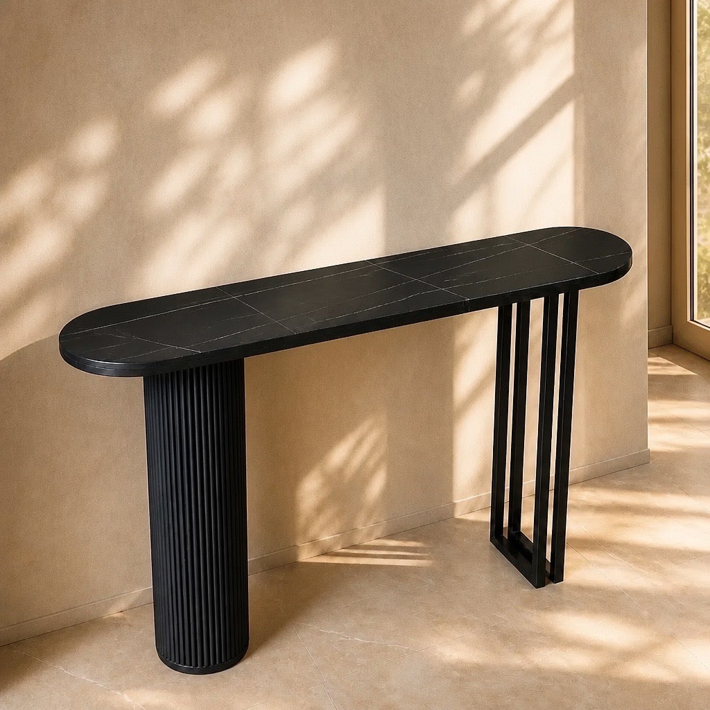 Obsidian Marble Console Table 140Cm