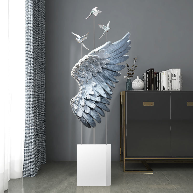 Elegant Wing and Bird Sculpture - Modern Resin Art Decor - Tall Winged Statue for Home, Office, or Hotel Lobby - Luxury Decorative Figurine - Perfect Housewarming or Anniversary Gift