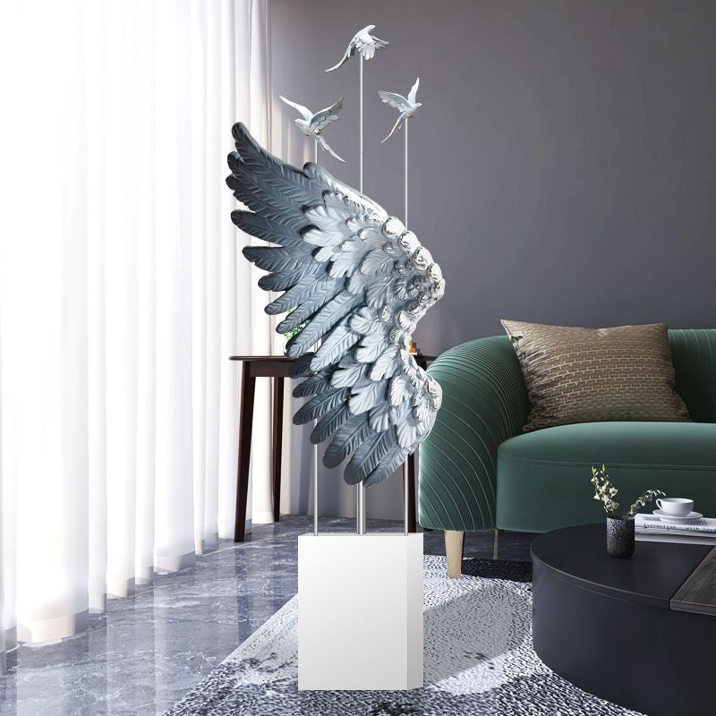 Elegant Wing and Bird Sculpture - Modern Resin Art Decor - Tall Winged Statue for Home, Office, or Hotel Lobby - Luxury Decorative Figurine - Perfect Housewarming or Anniversary Gift