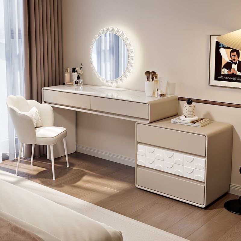 Verona Vanity Set with LED Mirror & CHair - Beige 120 cm adjustable To 160