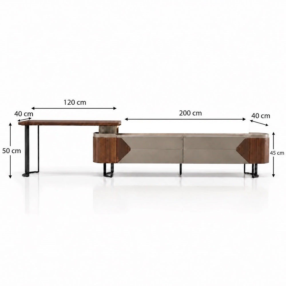 Luxe Extend Solid Wood TV Unit Adjustable 200cm to 320 cm