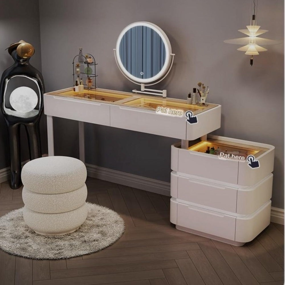 Add luxury to your home with a mirrored dressing table with mirror. Elegant design. Delivered across UAE