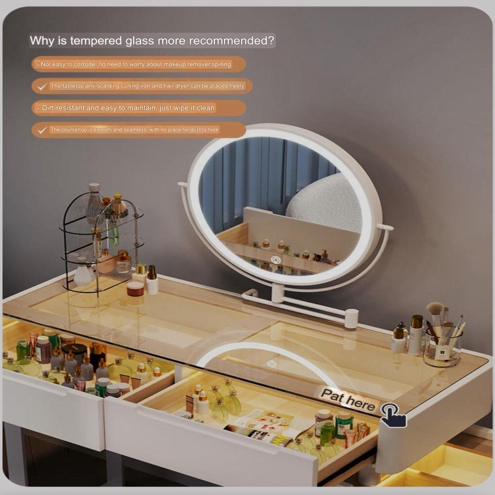 Add luxury to your home with a mirrored dressing table with mirror. Elegant design. Delivered across UAE
