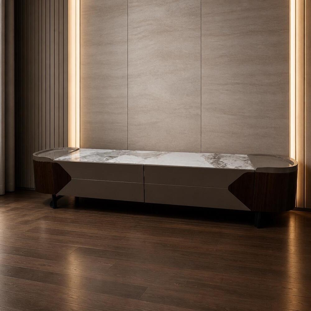 Luxe Extend Solid Wood TV Unit Adjustable 200cm to 320 cm