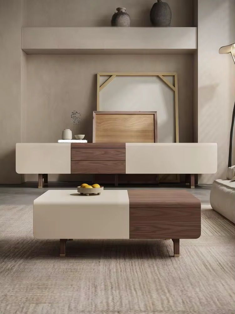 Luxe Solid Wood TV Table 200cm Off White