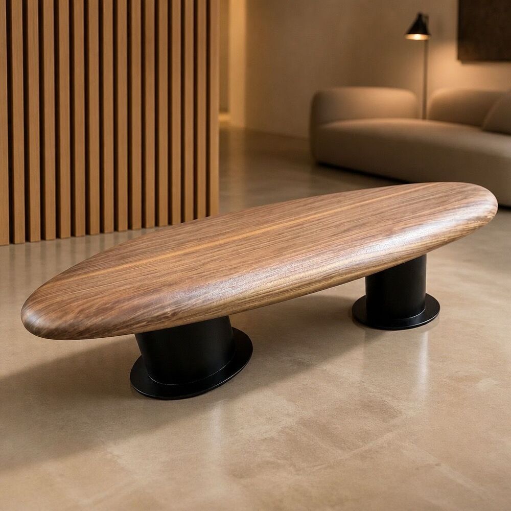 Modern Wooden Coffee Table Irregular Oval 140cm