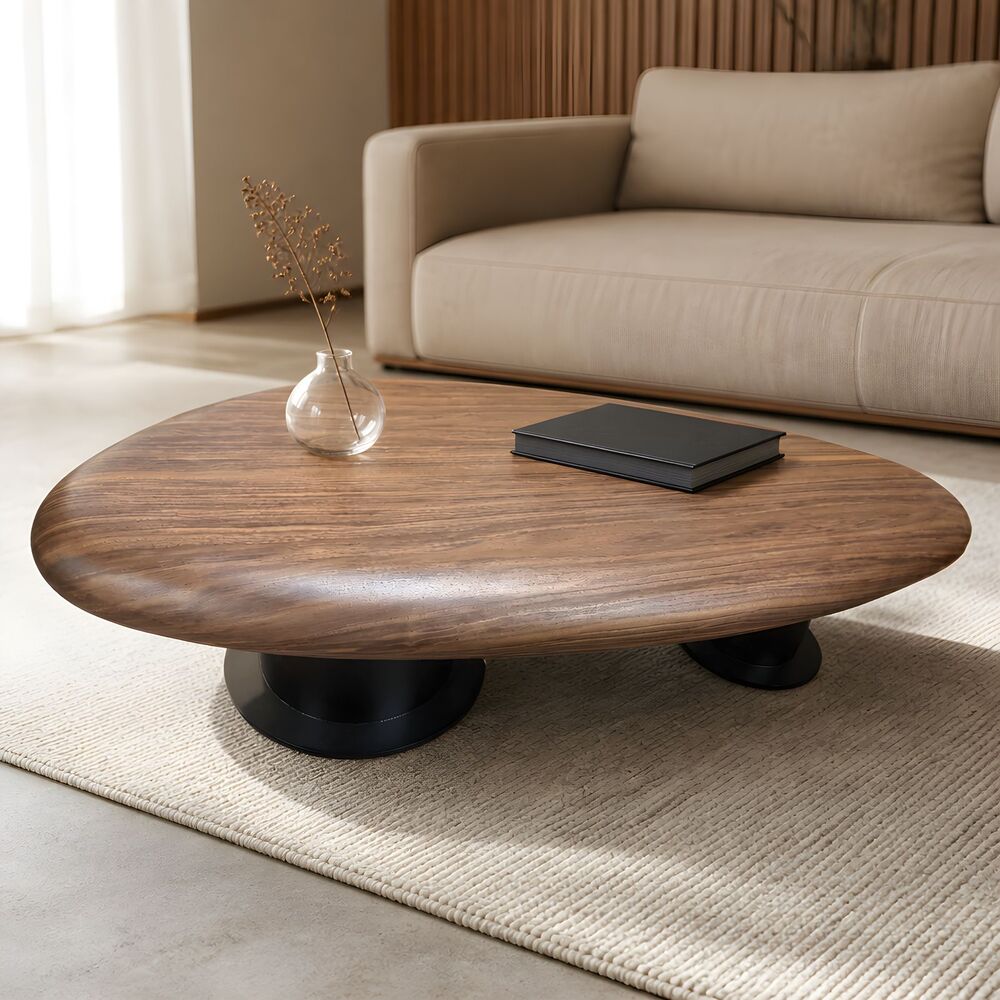 Modern Wooden Coffee Table Irregular Oval 140cm