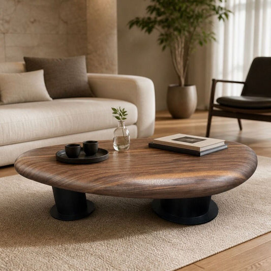 Modern Wooden Coffee Table Irregular Oval 140cm