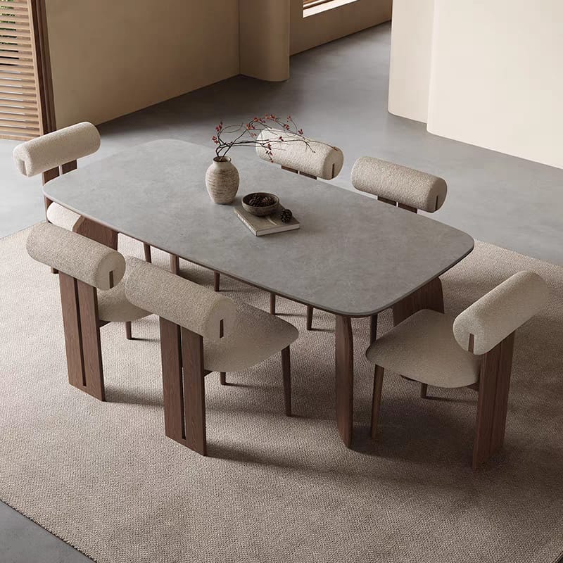 Modern Marble Top Dining Table with 8 Upholstered Chairs – Contemporary Wooden Frame, Ideal for Home or Dining Room 200cm with 8 chairs